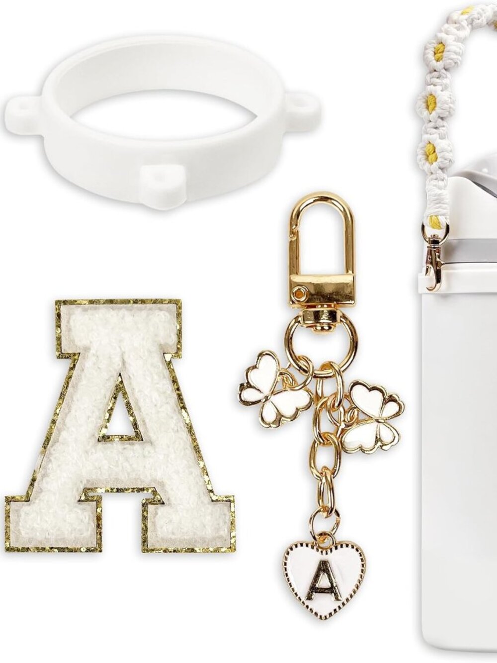 Compatible with Owala Water Bottle Accessories, Cute Letter Charm Set with Boho